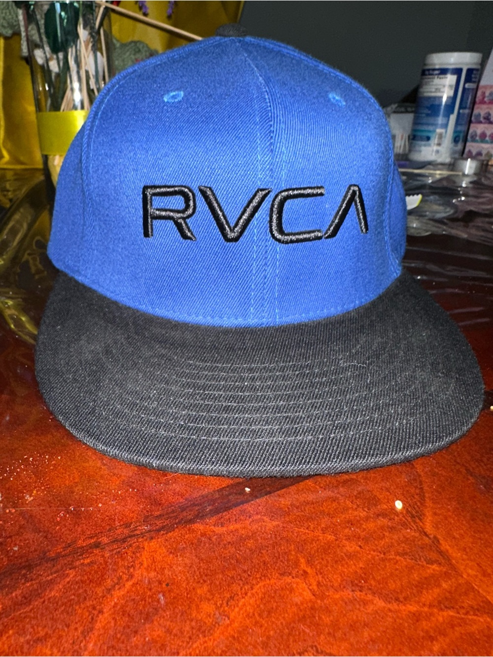 RVCA Blue and Black Snapback Hat